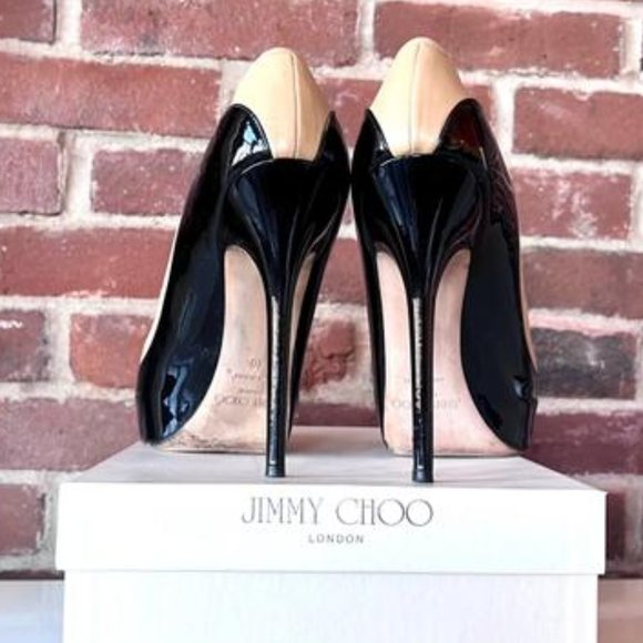 Jimmy Choo:  Nude/Black Pumps Platform Heel Pumps - Picture 4 of 8